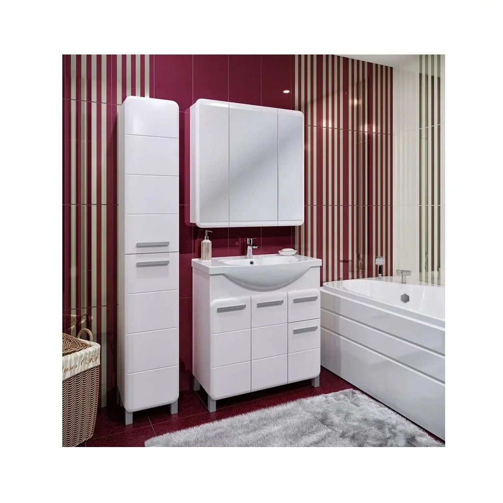Тумба Runo Эрика 80 напольная, белая + раковина Cersanit Erica 80