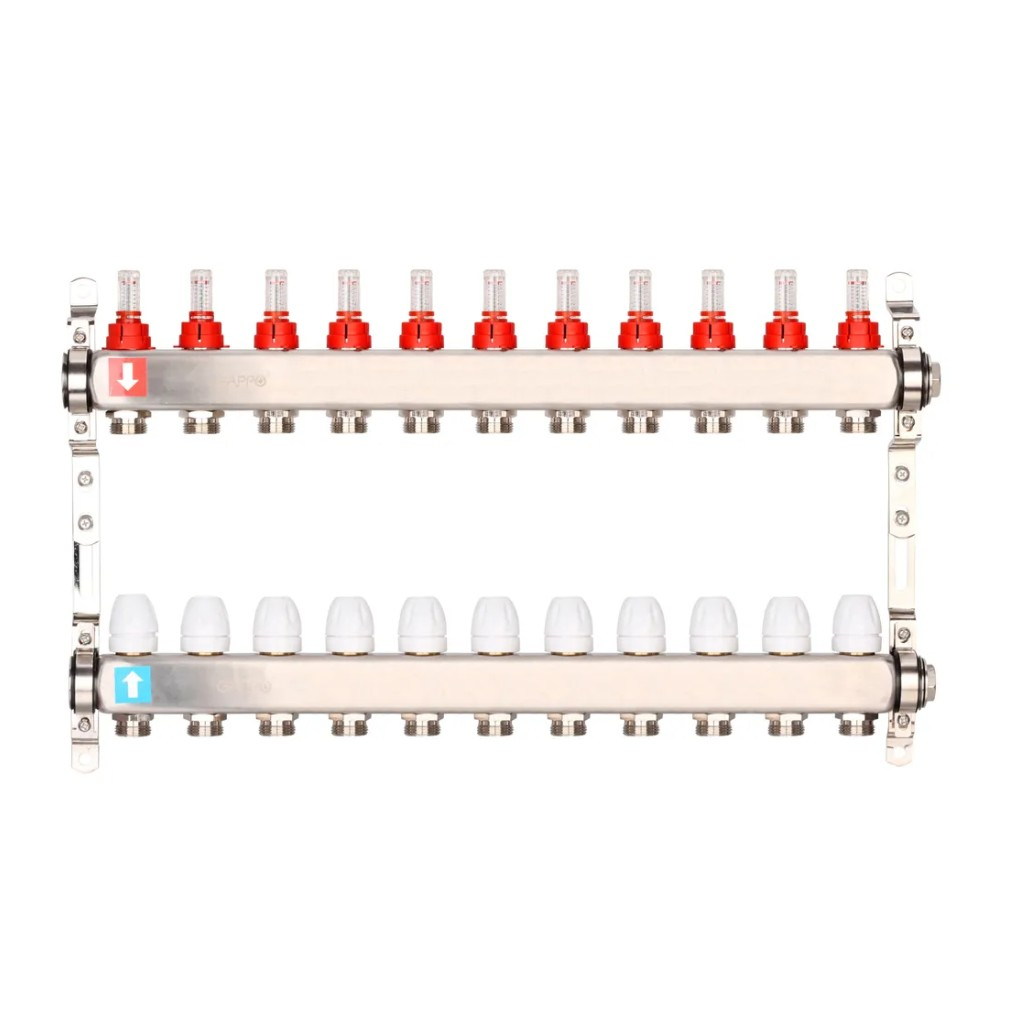 Коллектор Gappo G424.11 регулируемый с расходомерами 11 выходов