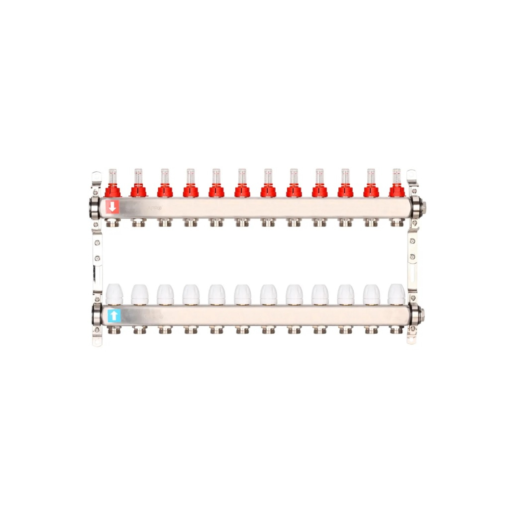 Коллектор Gappo G424.12 регулируемый с расходомерами 12 выходов