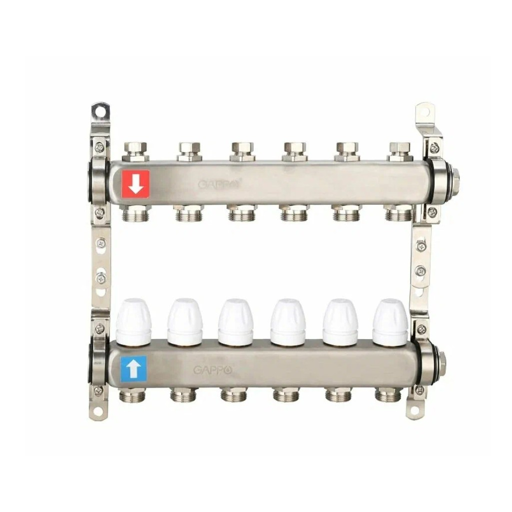 Коллектор Gappo G428.6 регулируемый с расходомерами 6 выходов
