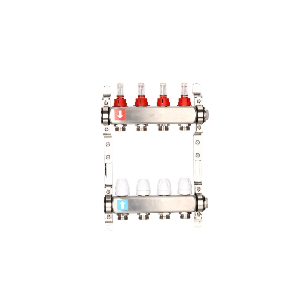 Коллектор Frap F424.4, регулируемый с расходомерами, 4 выхода