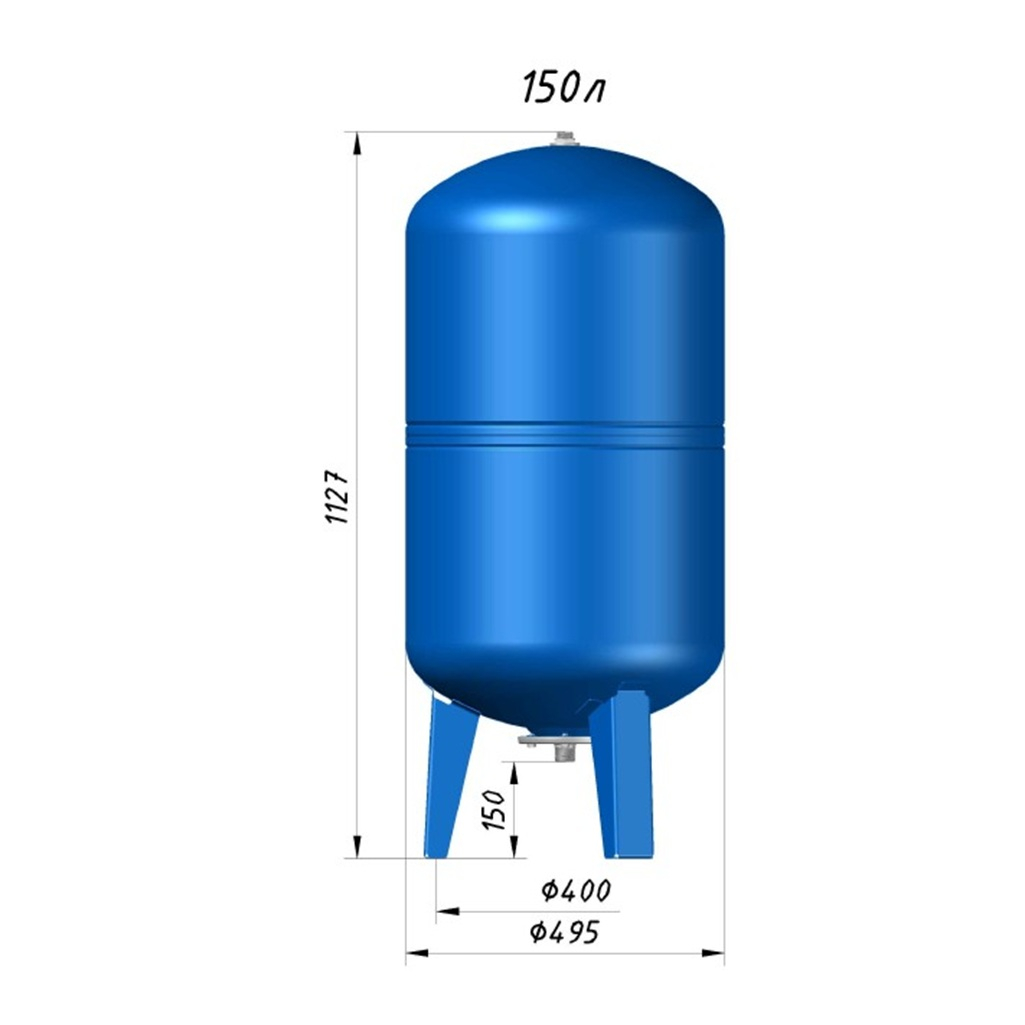 Гидроаккумулятор Vodos WTR VS00197 вертикальный, 150 л, 10 бар, G 1