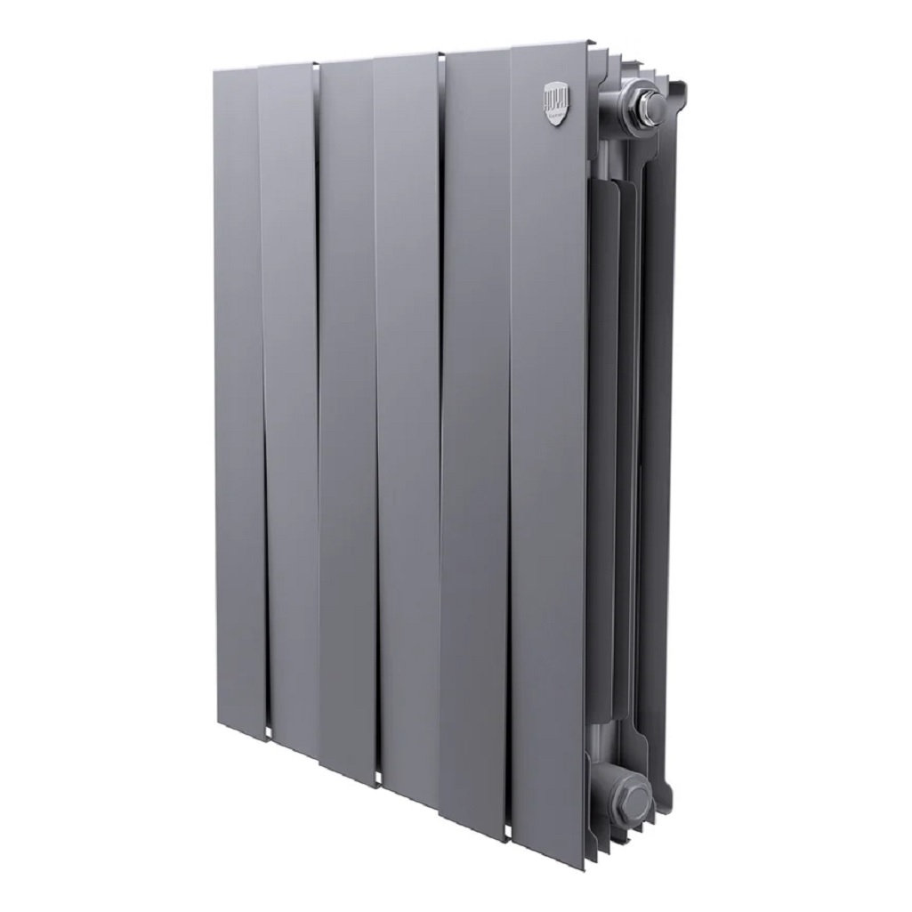 Радиатор секционный Royal Thermo Piano Forte 500, НС-1176340, Silver Satin, биметалл, 6 секций