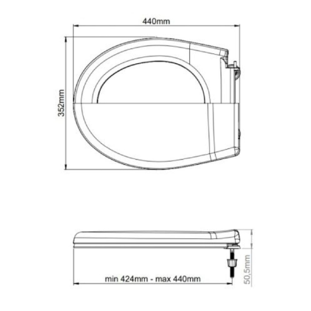 Сиденье для унитаза Альфа, AV Engineering AVE129718, регулируемые крепежные элементы