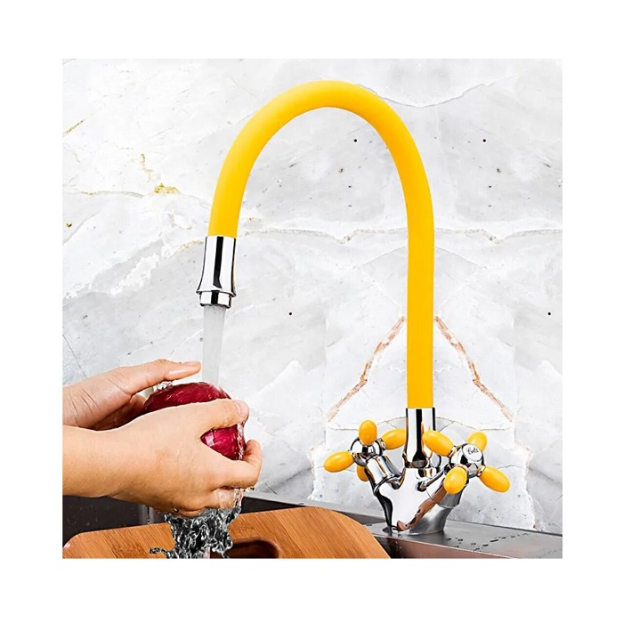 Смеситель для кухни Frud R44127-9 гибкий излив, желтый