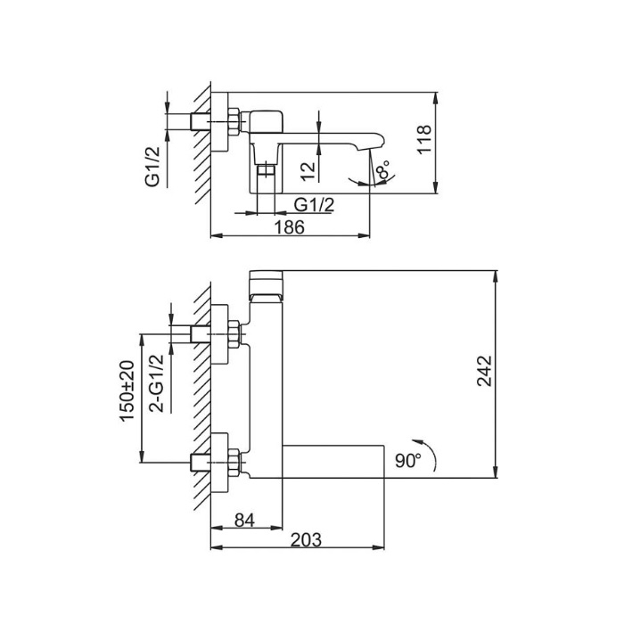 Смеситель для ванны Frap F3284-6, черный