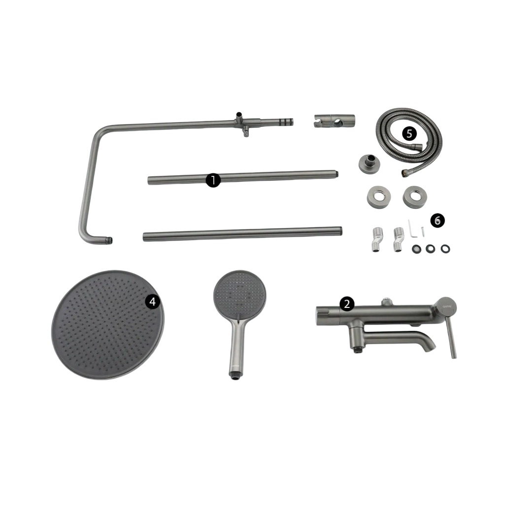 Душевая система Gappo G2406-9, оружейная сталь, латунь, тропический дождь