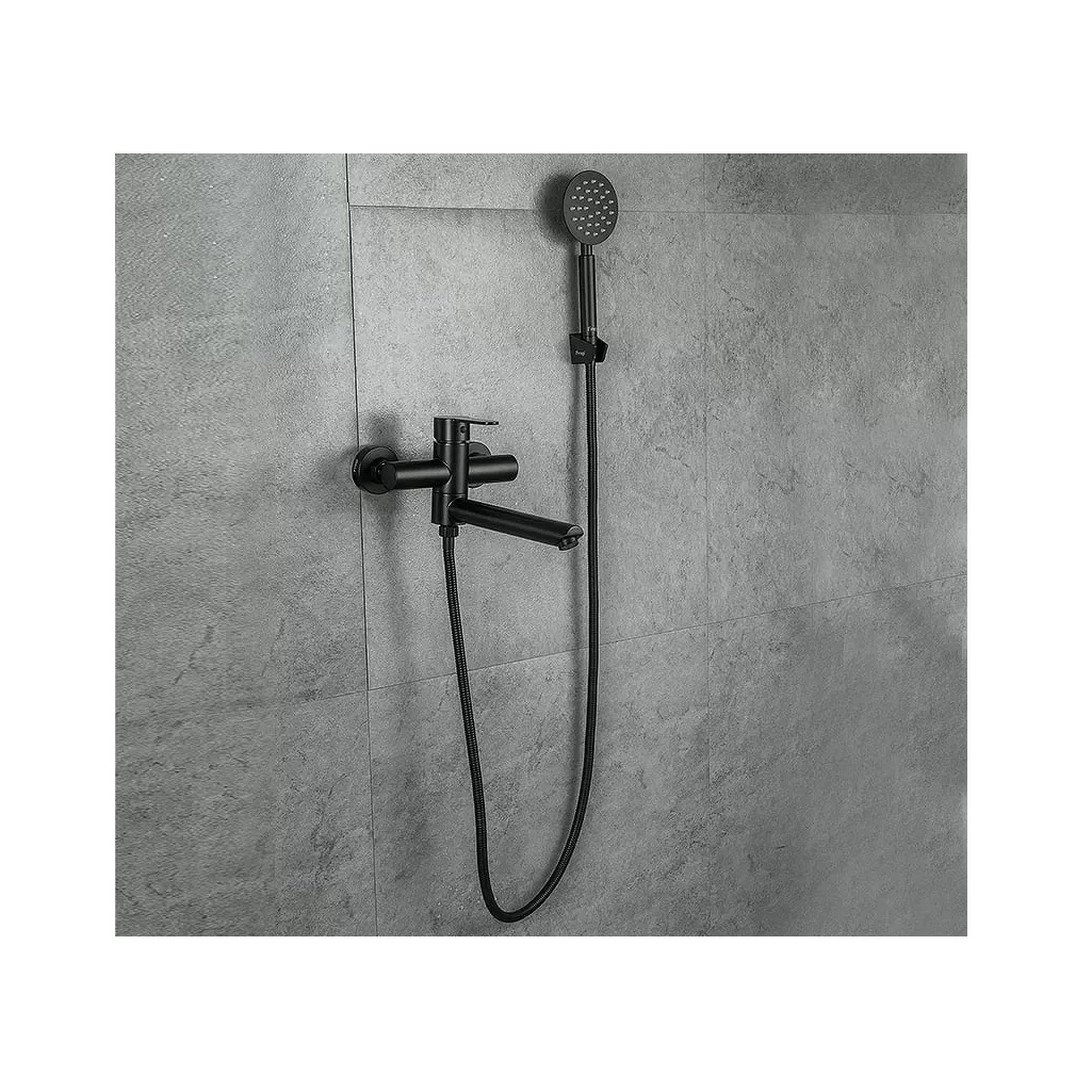 Смеситель для ванны Frap F32801-6 поворотный излив, переключение на лейку, черный