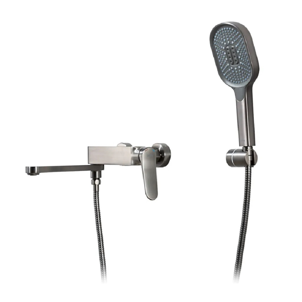 Смеситель для ванны Gappo G3210-9, латунь, выдвижной излив, оружейная сталь