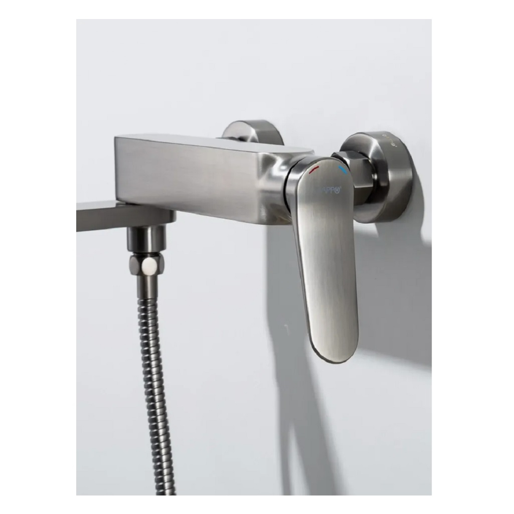 Смеситель для ванны Gappo G3210-9, латунь, выдвижной излив, оружейная сталь