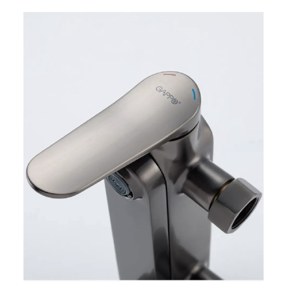 Смеситель для ванны Gappo G3210-9, латунь, выдвижной излив, оружейная сталь