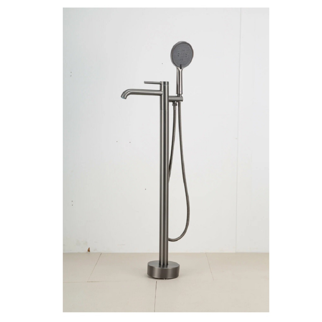 Смеситель для ванны Gappo G3006-9, напольный, гибкий излив, оружейная сталь