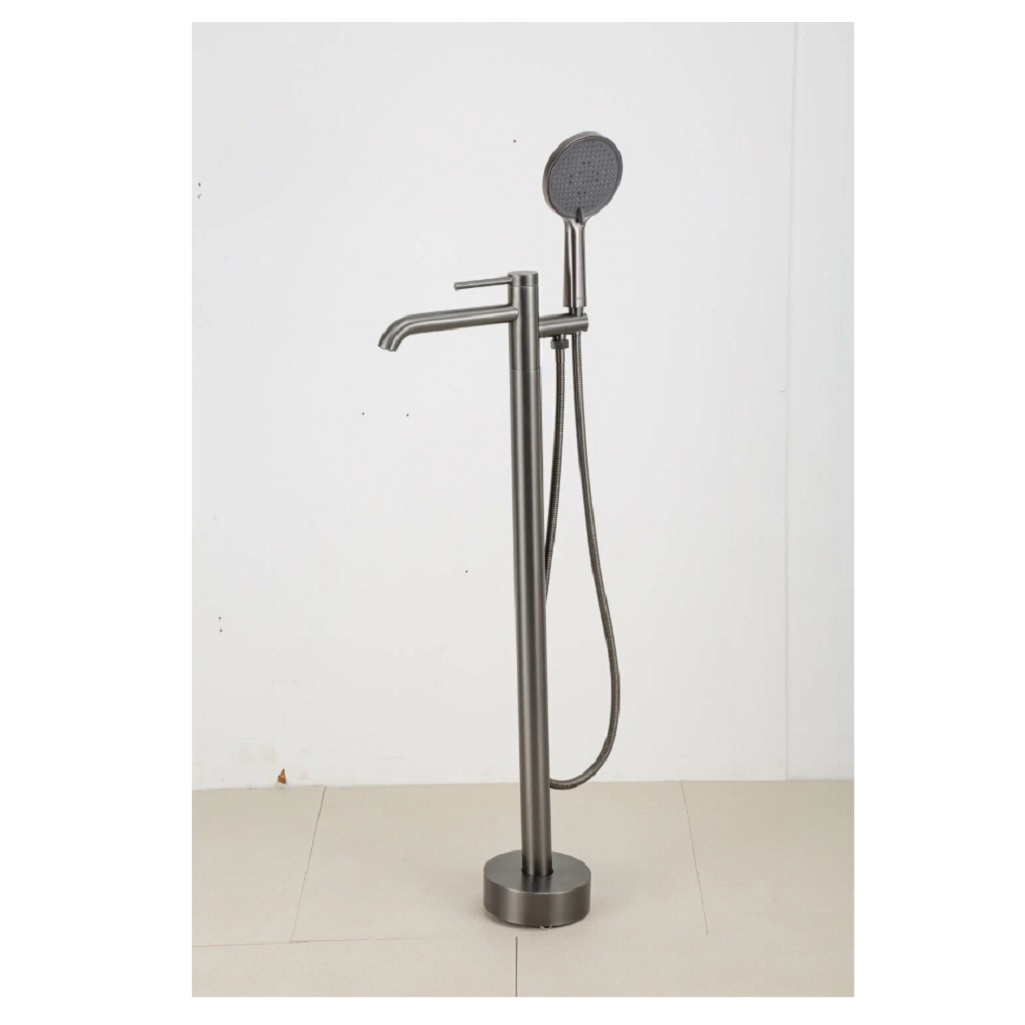 Смеситель для ванны Gappo G3006-9, напольный, гибкий излив, оружейная сталь