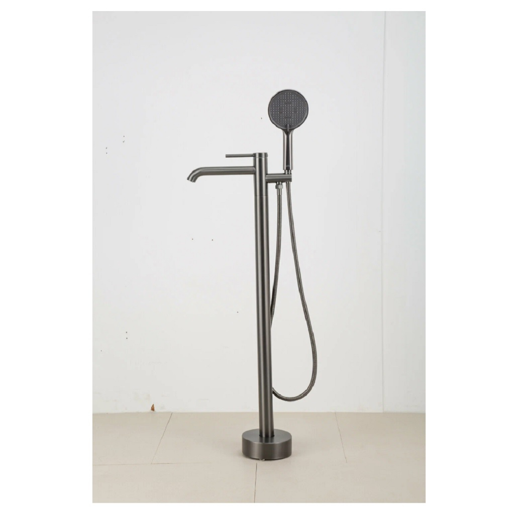 Смеситель для ванны Gappo G3006-9, напольный, гибкий излив, оружейная сталь