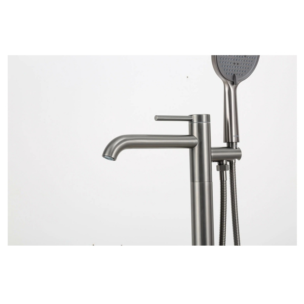 Смеситель для ванны Gappo G3006-9, напольный, гибкий излив, оружейная сталь