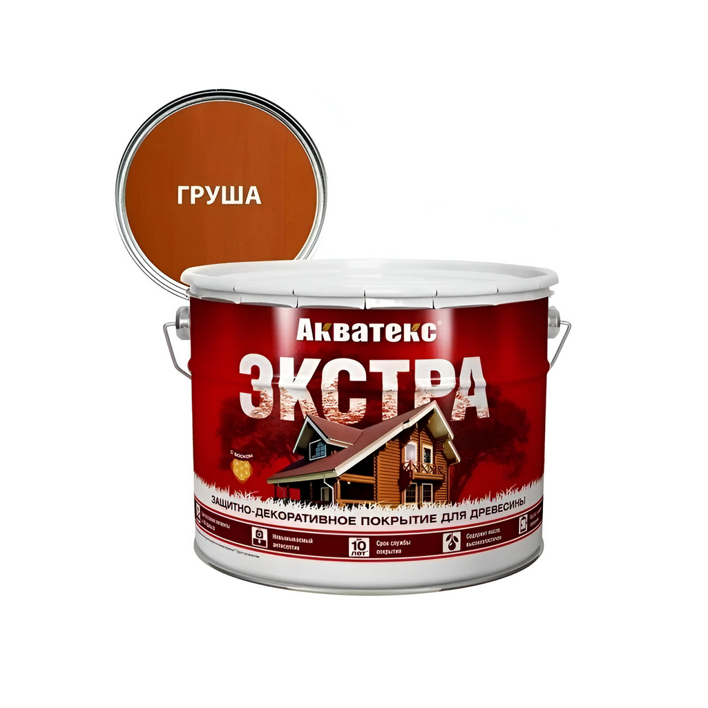 Защитно-декоративное покрытие Акватекс Экстра для древесины, полуглянцевое груша 9 л
