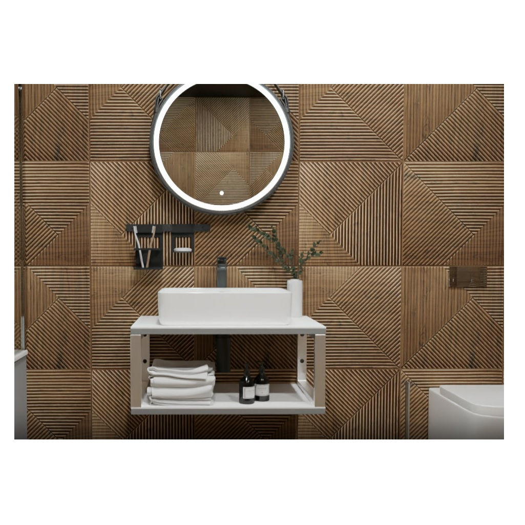 Панель ПВХ, самоклеящаяся Оптполимер Рейка СВ-14, коричневый, 5х500х500 мм