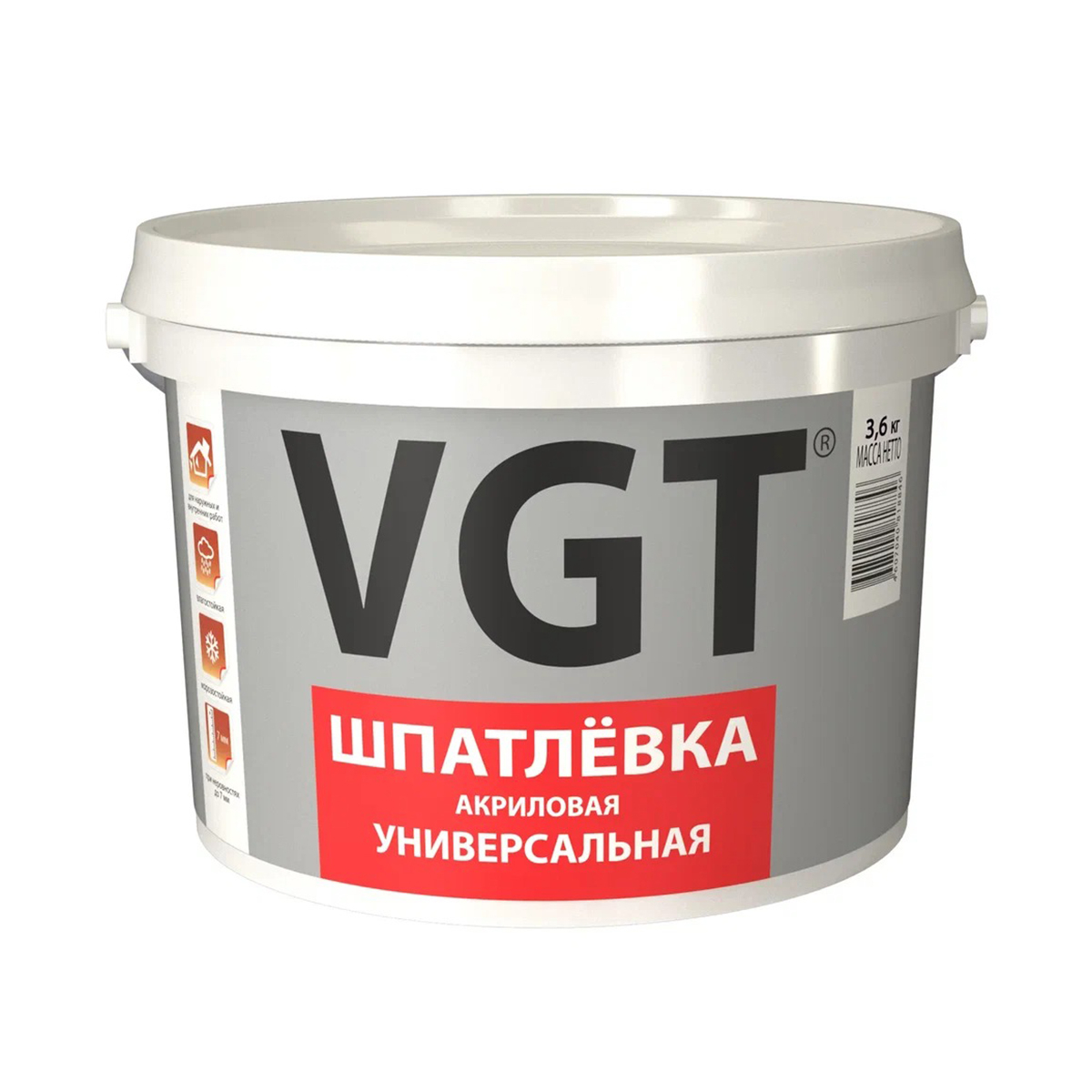 Шпатлёвка VGT акриловая универсальная 3,6 кг