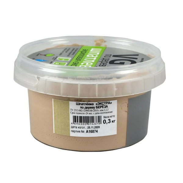 Шпатлёвка VGT ЭКСТРА по дереву берёза 0,3 кг