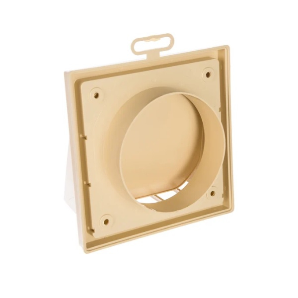 Выход стенной с обратным клапаном Era d100мм, 150х150мм, бежевый, пластик 1515К10ФВ