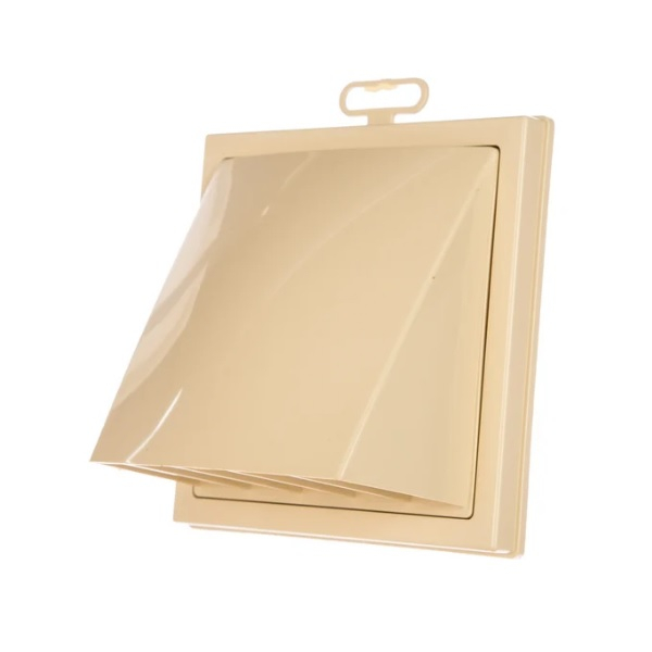 Выход стенной с обратным клапаном Era d100мм, 150х150мм, бежевый, пластик 1515К10ФВ