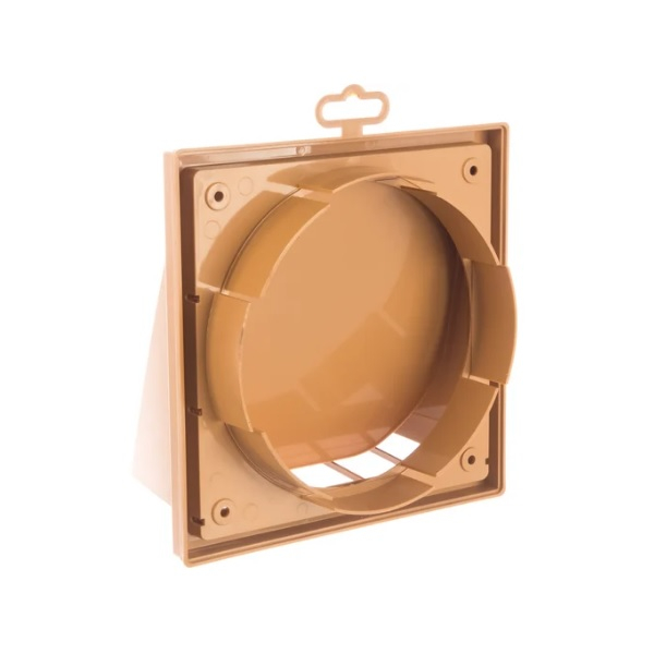 Выход стенной с обратным клапаном Era d150-160 мм, 190х190 мм, бежевый, пластик 1919К15.16ФВ