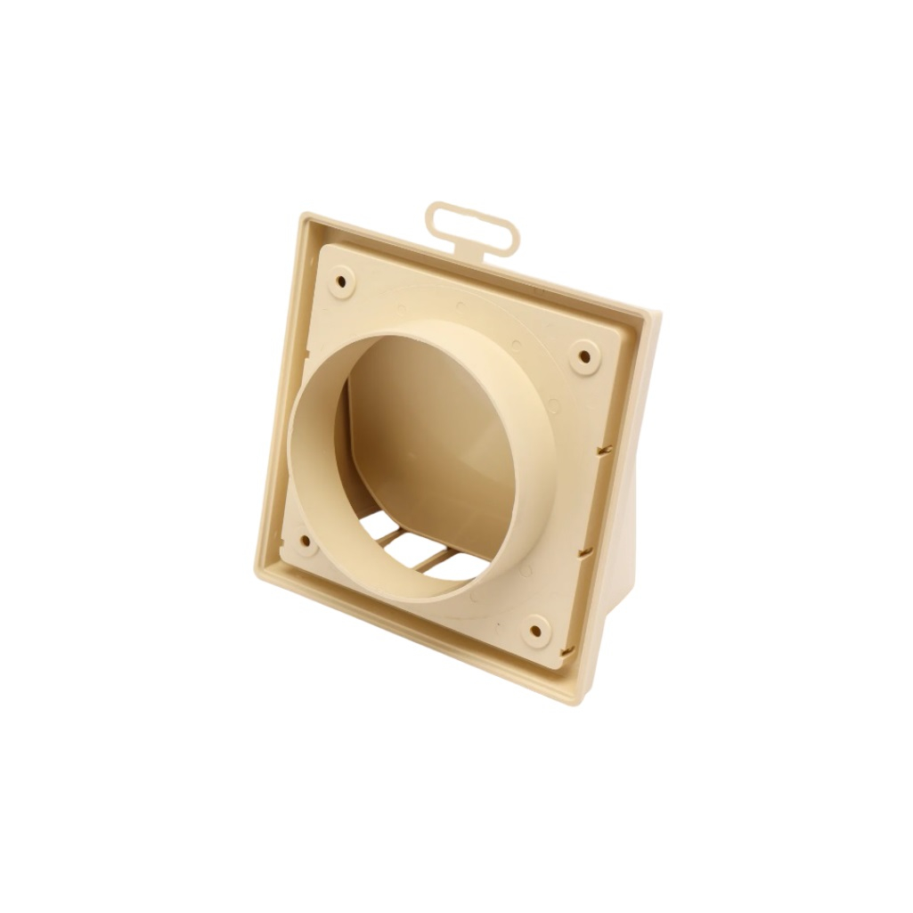 Выход стенной с обратным клапаном Era, диаметр 100 мм, 150х150 мм, слоновая кость, пластик, 1515К10ФВ