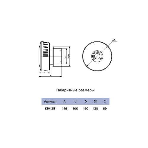 Оголовок с фильтром Era KIV d100-130 мм пластик, пенополиэтилен KIV125