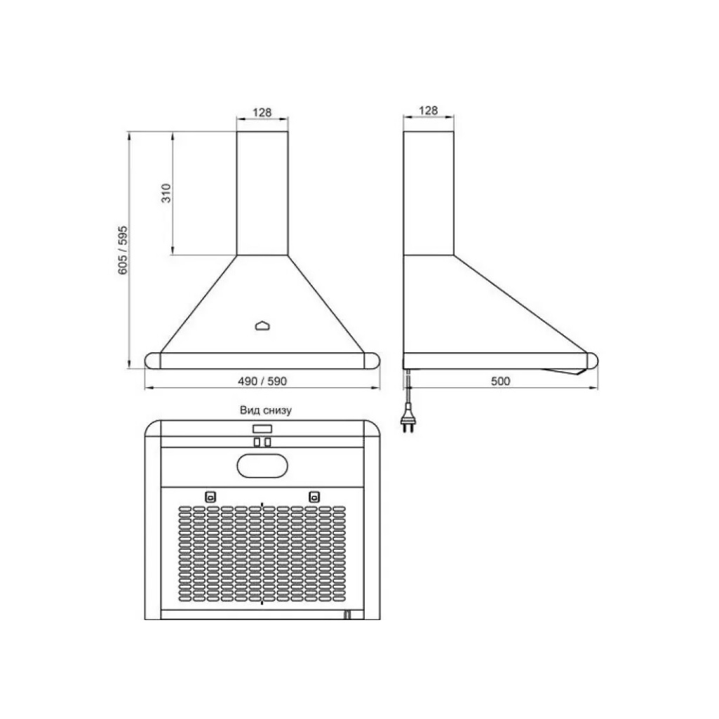 Вытяжка каминная Elikor Сатурн 50П-180-В1Л медный антик, золотистый
